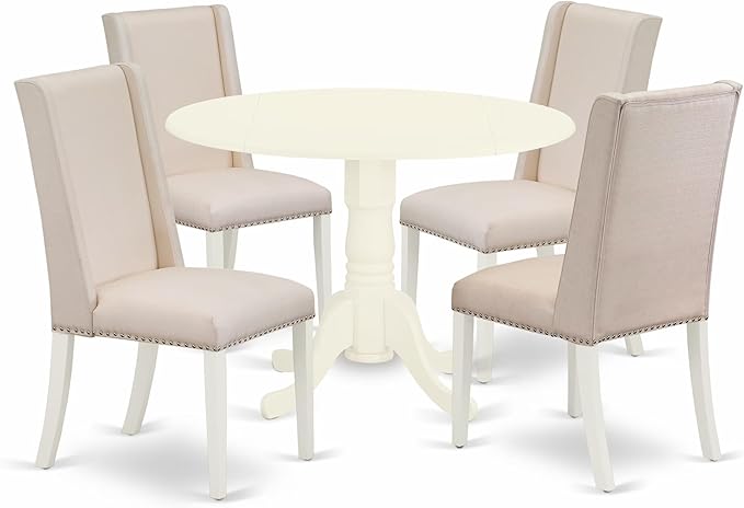 East West Furniture DLFL5-WHI-01 5 Piece Modern Dining Table Set Includes a by EastWestFurniture