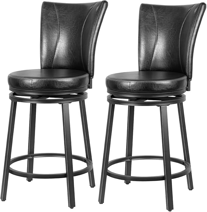 Bar Stools Set of 2, Counter Height Swivel Bar Chair - Image 7