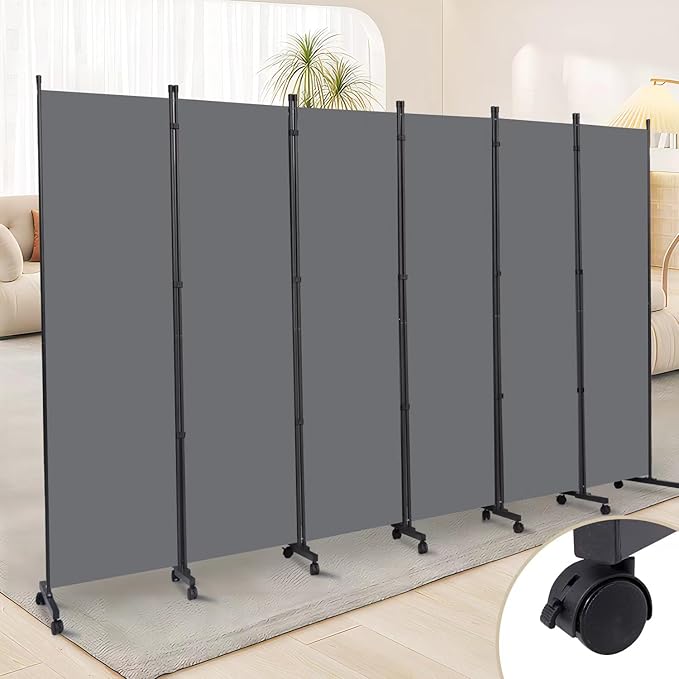 Room Divider 6 Panel Room Dividers/Wheels, Fabric Room Divider Panel by HOMSCREENER