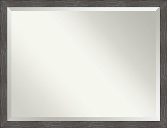 Amanti Art Grey Wall Mirror 33x43 Woodridge Rustic Grey Rectangle Bathroom by AmantiArt