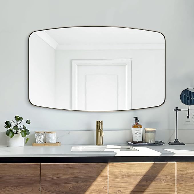 ANDY STAR Gold Mirror, 30x48’’ Brushed Gold Oval Mirror by ANDYSTAR