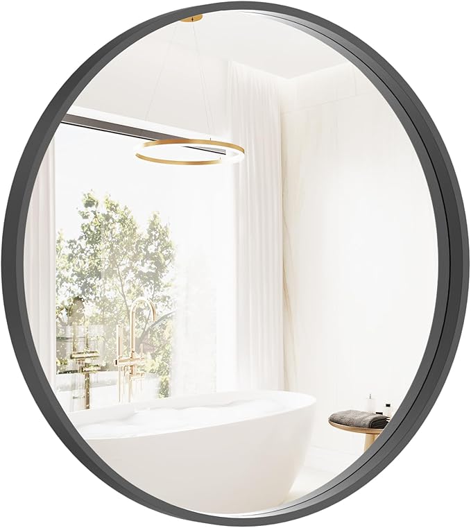 HOMECOOKIN Round Wood Mirror, Living Room by HOMECOOKIN