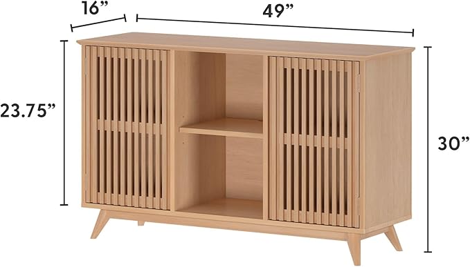 Plank+Beam Mid-Century Modern Wood TV Stand, Solid Wood Entertainment Console - Image 2