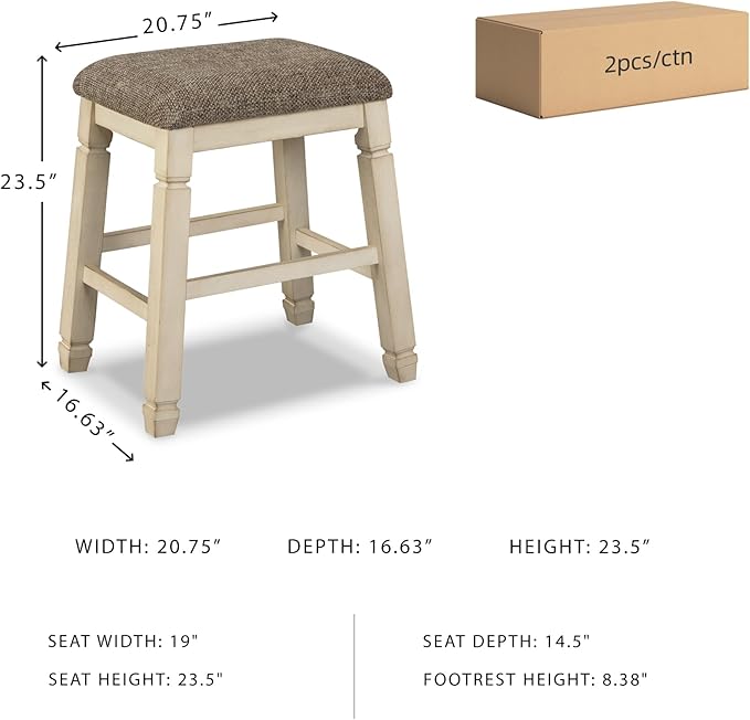 Signature Design by Ashley Bolanburg Farmhouse 24" Counter Height Upholstered - Image 3