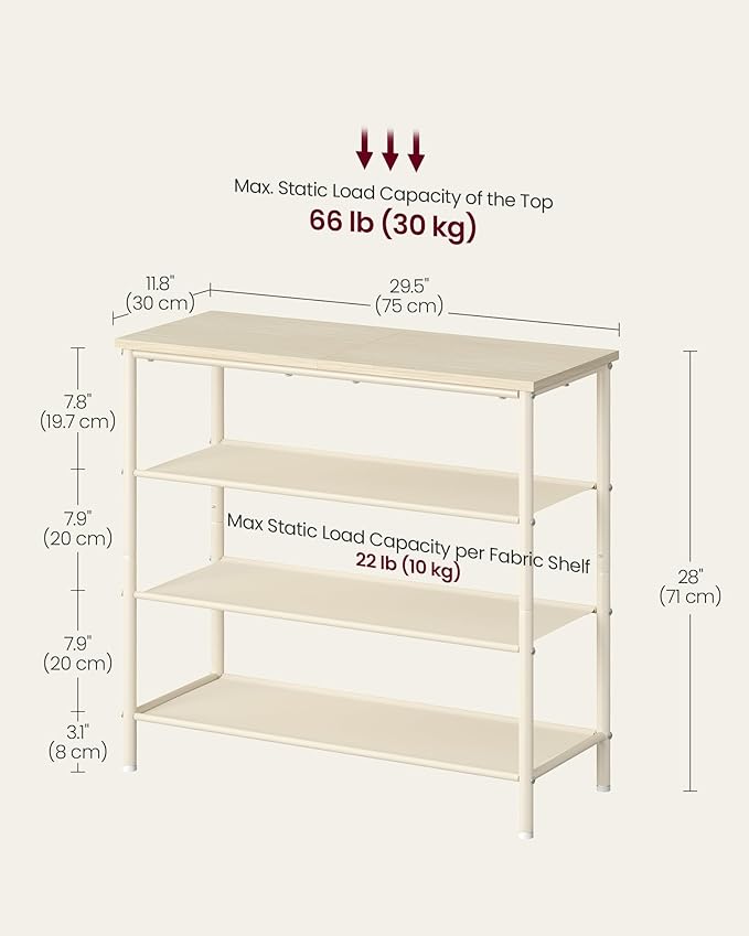 VASAGLE Shoe Rack, 4-Tier Shoe Storage Organizer - Image 3