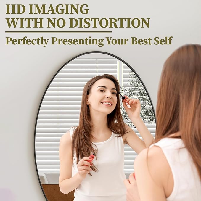 Koonmi Black Oval Bathroom Mirror, Oval Mirror - Image 2
