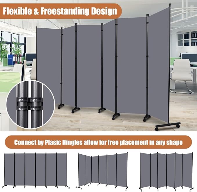 Room Divider Portable 132'' Partition Room Dividers and Folding Privacy Screens - Image 5