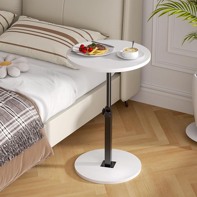 Adjustable Side Table, Round End Table, Small Bedside Table, Mid Century Modern - Image 2