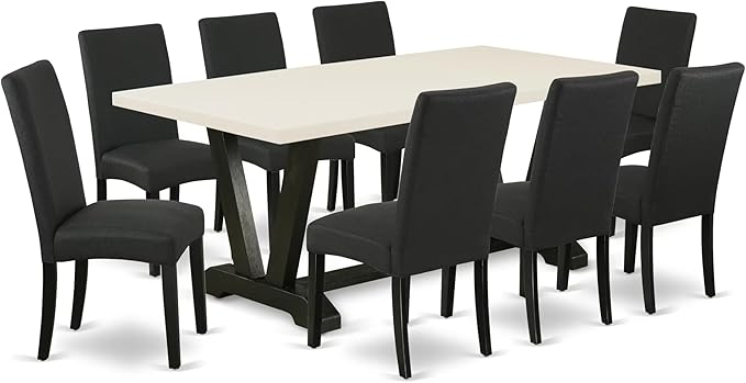 East West Furniture V627DR124-9 9 Piece Dining Set Includes a Rectangle Dining by EastWestFurniture