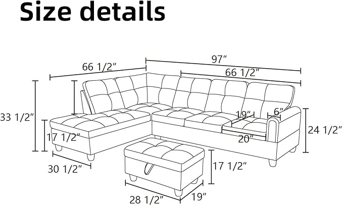 L Shaped Sectional Couches, Leather Couch Modular Sectional Sofa - Image 2