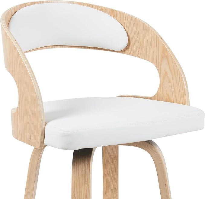 Shelly Modern Bar Height Swivel Stool in Patterned Oak Finish - Image 5