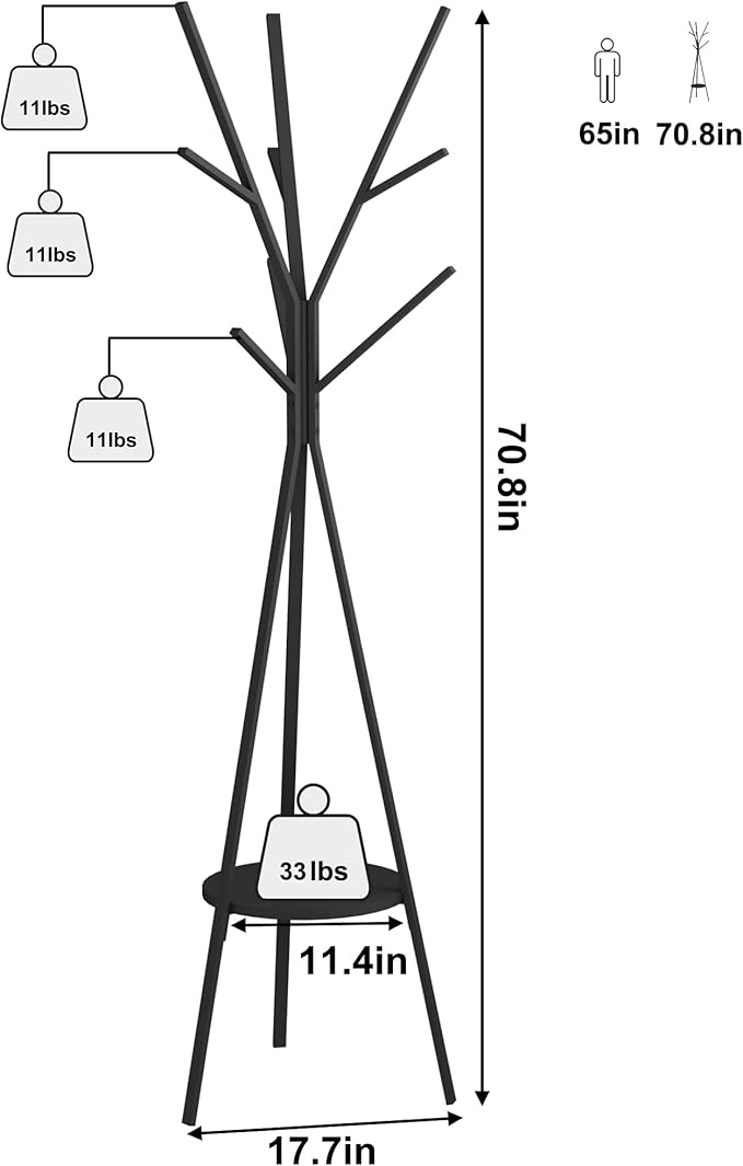Coat Rack Hat Stand Free Standing Display Hall Tree Metal Hat Hanger Garment - Image 5