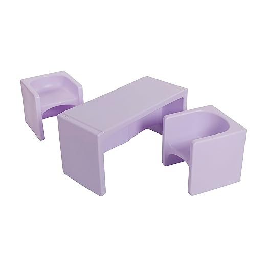 ECR4Kids Tri-Me Table and Cube Chair Set, Light Purple by ECR4Kids