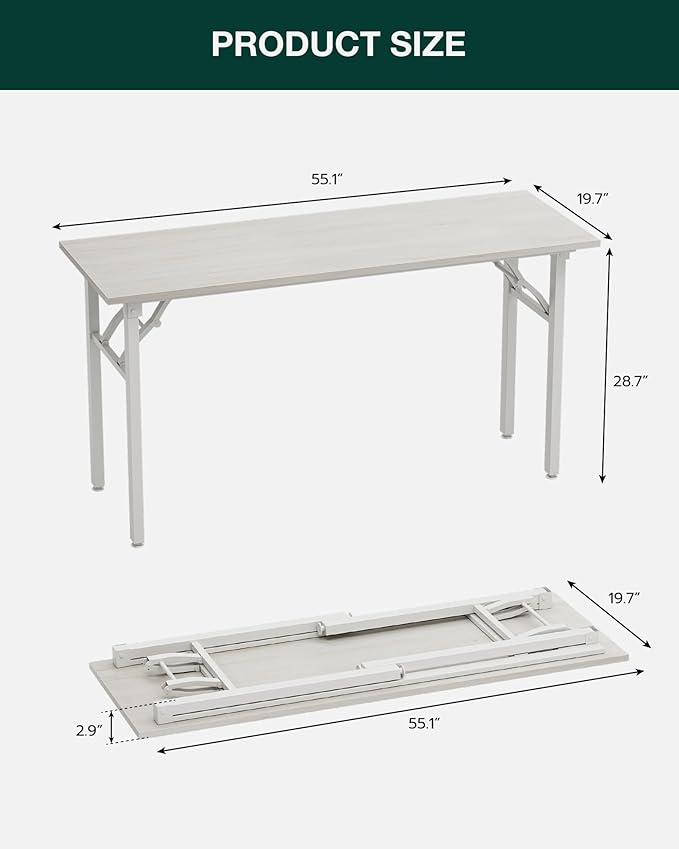 Frylr Small Folding Computer Desk – Portable 55.1 Inch Foldable Laptop Table - Image 2