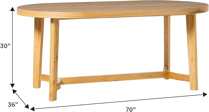 Walker Edison Modern Farmhouse Rustic Solid Oak Wood Oval Dining Table - Image 2
