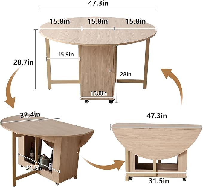 47.3" Round Folding Dining Table - Image 3