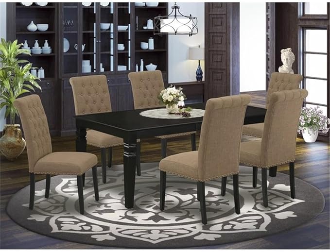 East West Furniture LGBR7-BLK-17 7 Piece Dining Room Table Set Consist of a - Image 2
