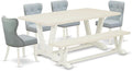 East West Furniture V027SI215-6 6 Piece Dining Set Contains a Rectangle Dining by EastWestFurniture