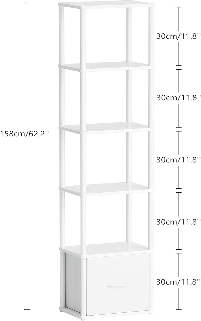 6-Tier Bookshelf with Drawer, Narrow Bookshelves Organizer, Floor Standing - Image 3