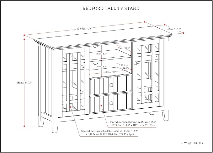 SIMPLIHOME Bedford SOLID WOOD 53 inch Wide Transitional TV Media Stand in White - Image 3