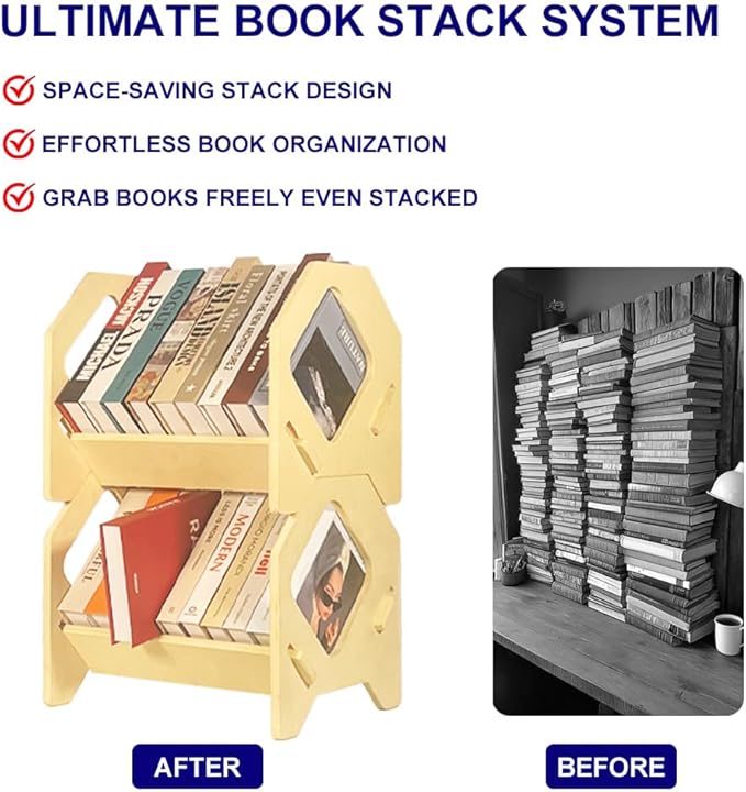 Desktop Bookshelf, Stackable Book Organizer - Image 4