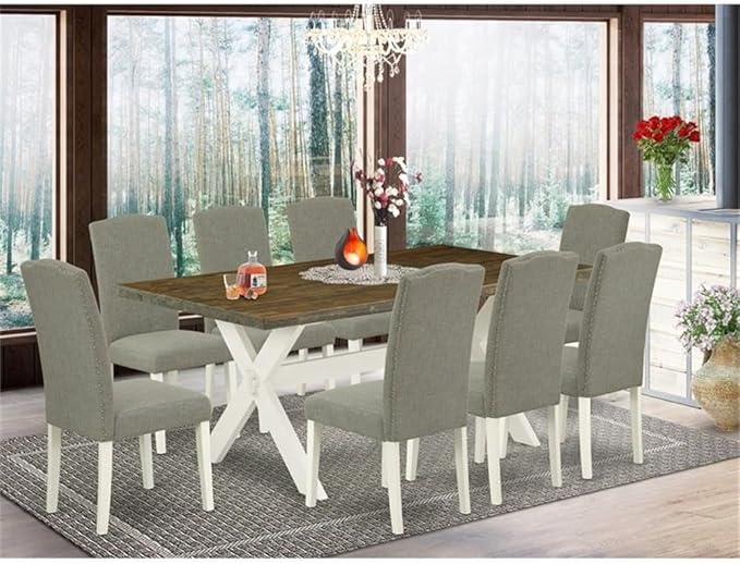 East West Furniture X077EN206-9 9 Piece Dining Set Includes a Rectangle Dining - Image 2
