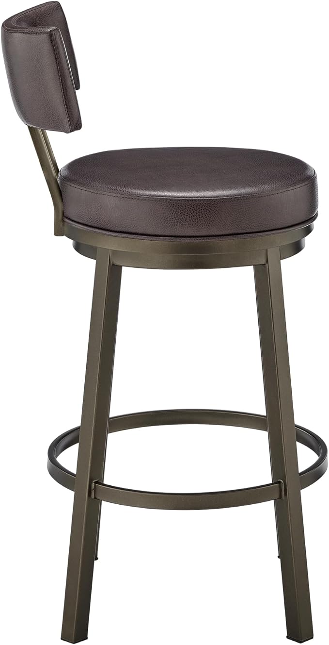 Armen Living Dalza Swivel Counter or Bar Stool in Mocha Finish - Image 5