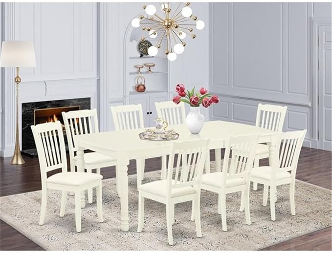 East West Furniture DODA9-LWH-C 9 Piece Dining Room Set Includes a Rectangle - Image 2