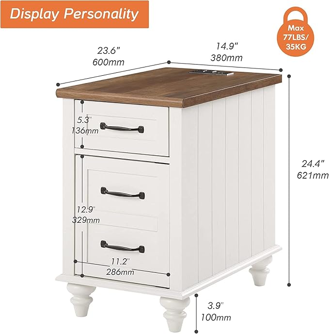 WAMPAT 2 Pack Off White End Table - Image 3