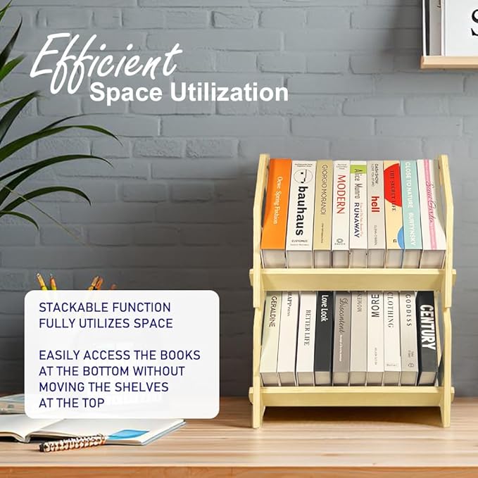 Desktop Bookshelf, Stackable Book Organizer - Image 5