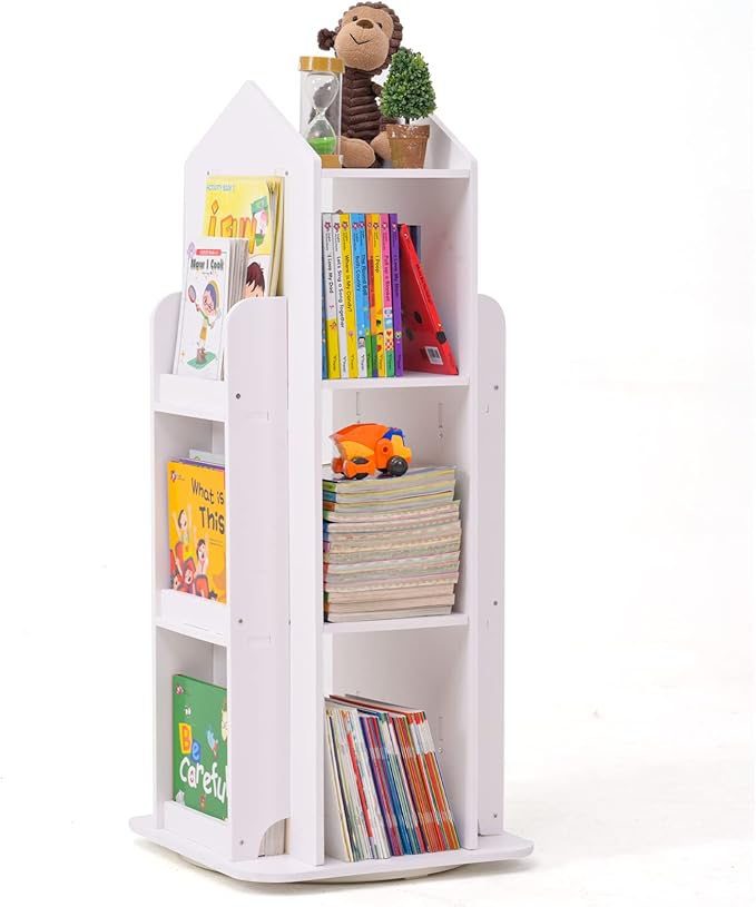 Rotating Bookshelf, 360 Display 3 Tier Floor Standing Bookcase Storage Rack by LEATOVOP