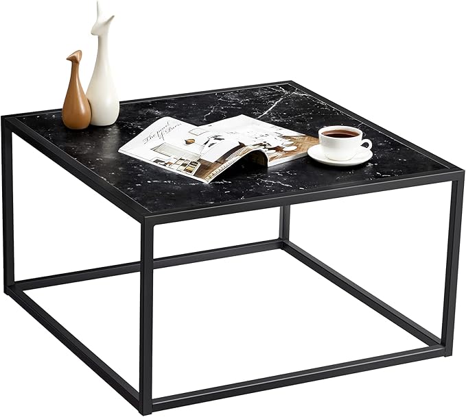 SAYGOER Black Coffee Table Small Square Coffee Table Simple Modern Center Table by Saygoer