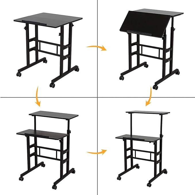 soges 23.6inches Height Adjustable Desk Laptop Desk on The Wheels, Rolling - Image 7