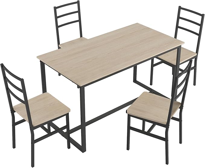5-Piece Dining Table Set with 4 Chairs, 47.2" Kitchen Table Chairs Set of 4 - Image 7
