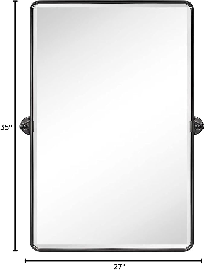 TEHOME Pivot Oil Rubbed Bronze Rectangle Bathroom Mirror Beveled Tilting - Image 7