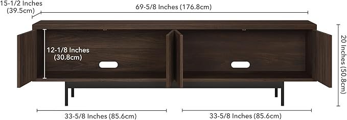 Henn&Hart Rectangular TV Stand for TV's up to 75" in Warm Brown, for Home - Image 4