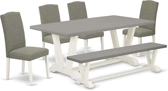 East West Furniture V097EN206-6 6 Piece Kitchen Table Set Contains a Rectangle by EastWestFurniture