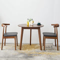 24" Round 3 Legs Casual Dining Table, Walnut Brown Rubberwood Coffee Table End by NICOKI
