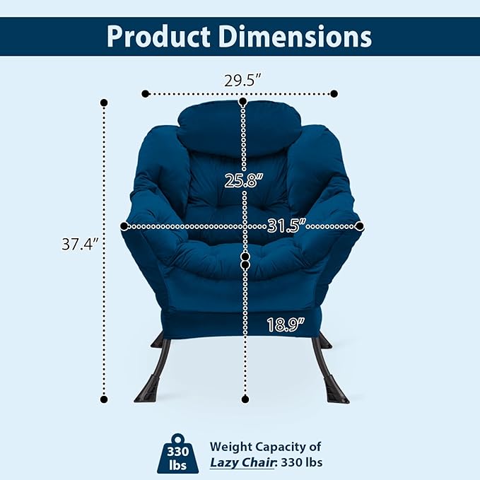 Lazy Chair Thick Padded, Comfy Velvet Accent Lounge Chair - Image 3