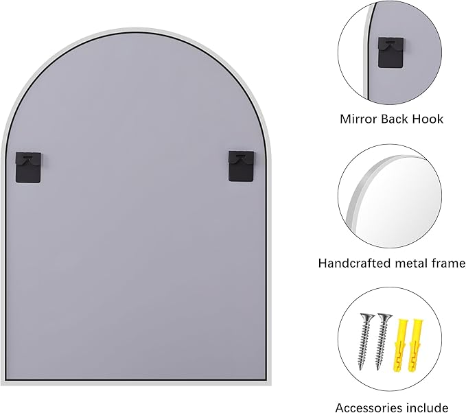 Arched Bathroom Mirror, 36x48IN Silver Bathroom Mirror - Image 7
