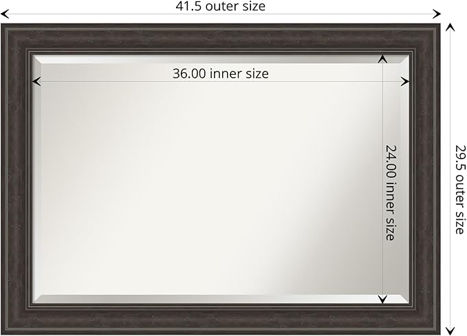 Amanti Art Brown Wall Mirror 30x42 Shipwreck Greywash Rectangle Bathroom Mirror - Image 4