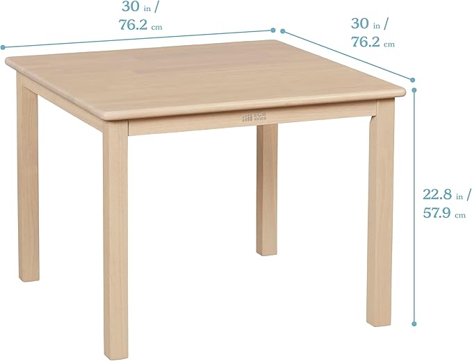 ECR4Kids 30in x 30in Square Hardwood Table and Chair Set, 12in Seat Height - Image 2