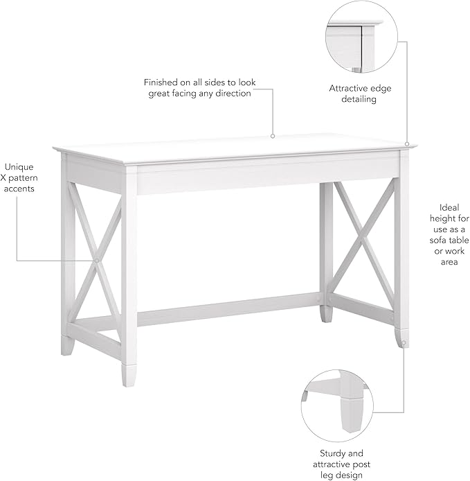 Bush Furniture Key West 48W Writing Desk in Pure White Oak - Image 5