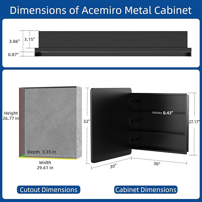 30x32 Inch Bathroom Medicine Cabinet - Image 2
