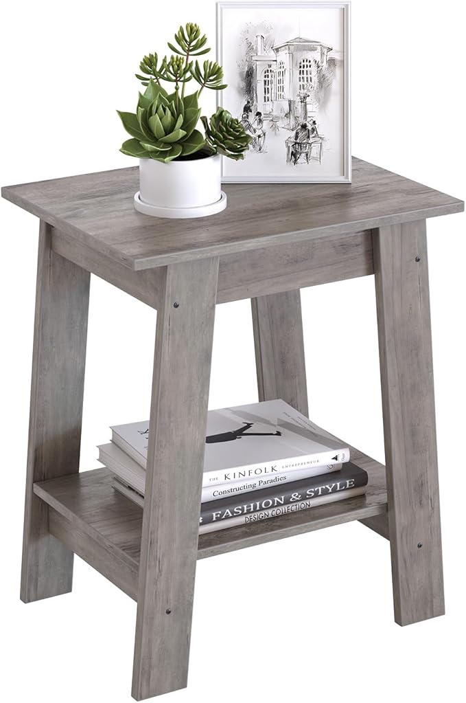 End Table, Side Table with 2-Tier Storage Shelf, Sofa Table by Garvee