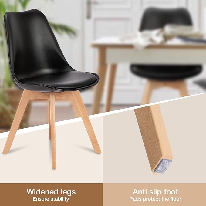 OLIXIS Set of 4 Dining Kitchen Mid-Century Modern Chairs - Image 3
