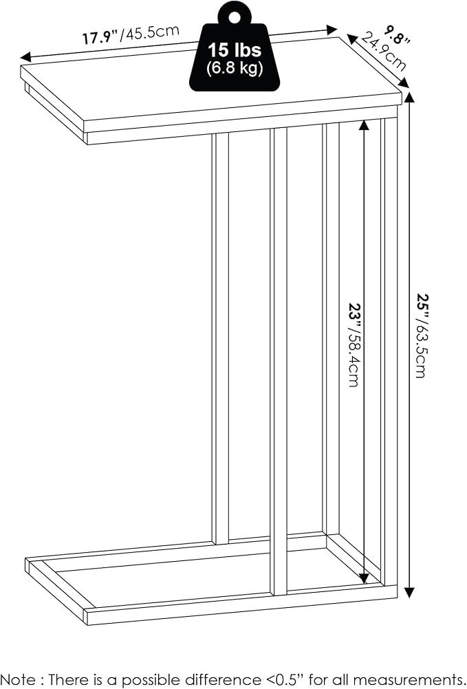Furinno Camnus Modern Living Sofa Side Table, French Oak Grey - Image 3