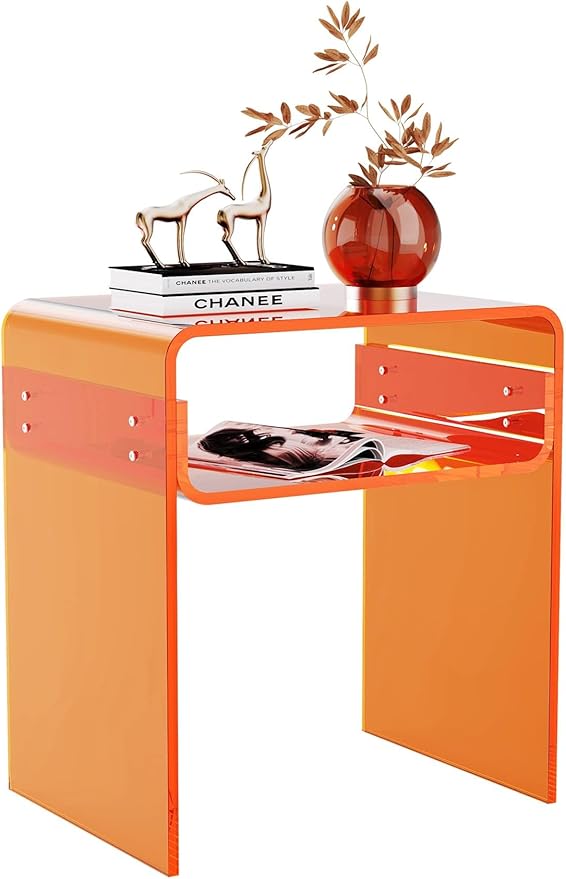 Clear Acrylic End Table 2-Tier Bedside nightstand by AcrylicFurnitureHomeDecor