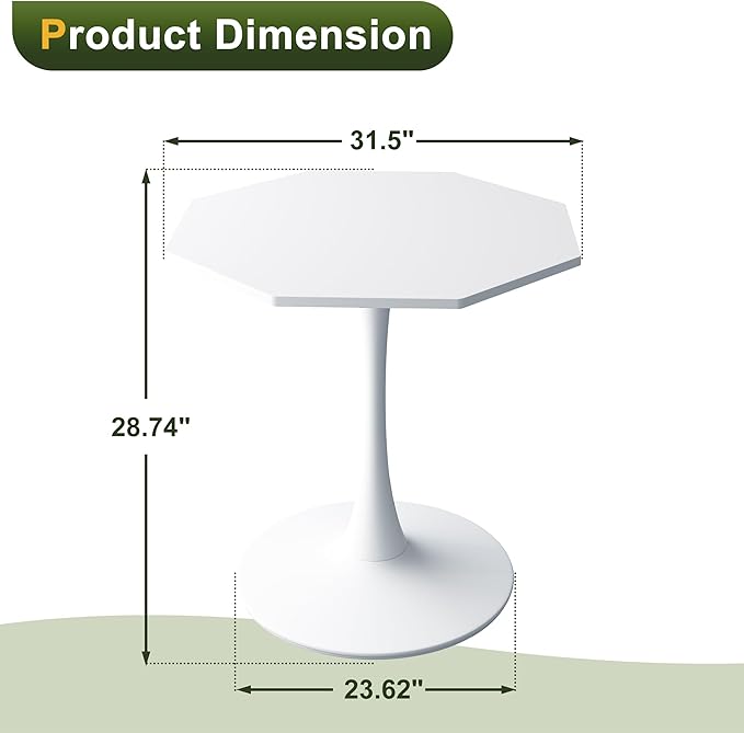 Dining Table for 2-4, 31.5" Kitchen Table Space Saving, Modern Tables for - Image 2