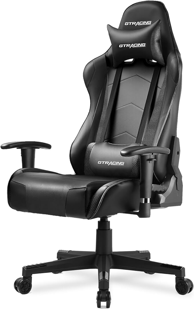 GTRACING Gaming Chair with Reclining Backrest, Adjustable Height and Swivel Base by GtracingDirect